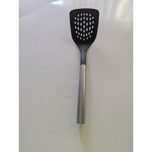 Sabatier Stainless Steel Slotted Turner Black Plastic Handle Silver Utensil